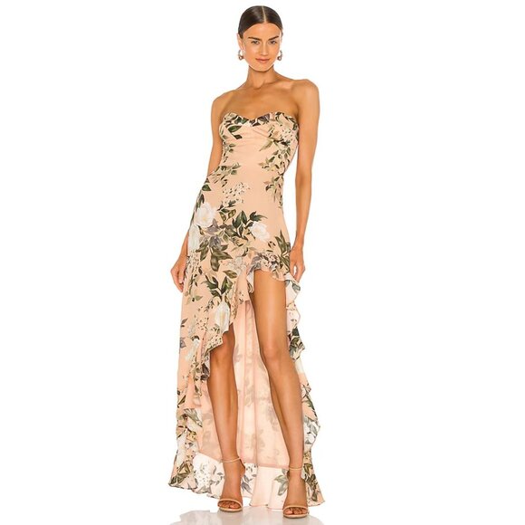 Amanda Uprichard X Revolve Eden Gown Strapless Maxi Rose Floral Pink Medium - Picture 1 of 13
